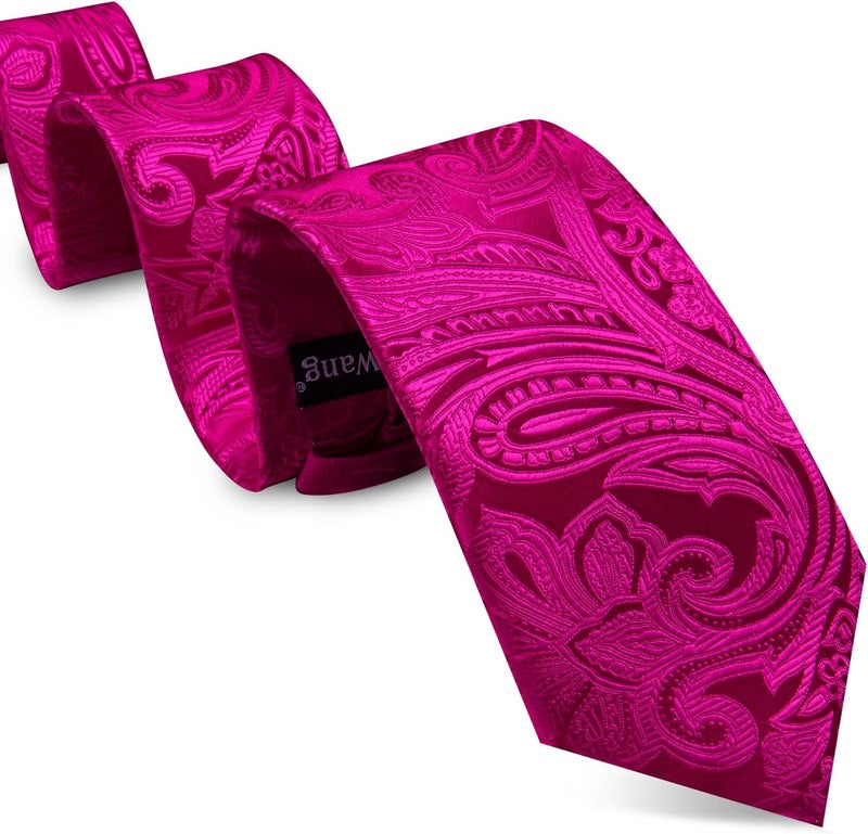 Barry.Wang Store Men Ties Paisley Woven Silk Necktie Set with Pocket Suqare Cufflinks Formal - Image 5